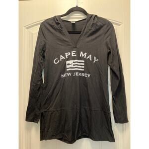Cape May New Jersey Women’s‎ V Neck Long Sleeve Pullover Hoodie Top Size S Black
